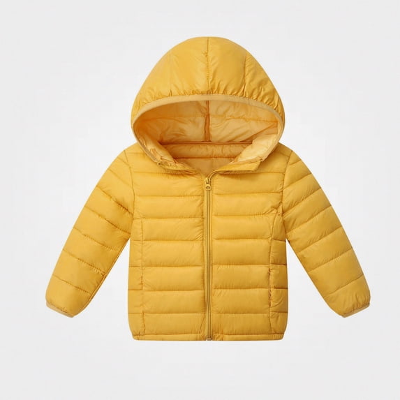 Teylalorva Outerwear Jackets for Girls Lightweight Puffer Jacket Casual Warm Winter Coat for Girls(Girls) Yellow Size 12