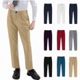 thumbnail image 1 of Teylalorva Pants for Boys Suit Trousers Elastic Waist With Pocket Party Performance (2-18) Khaki Size 2T, 1 of 9