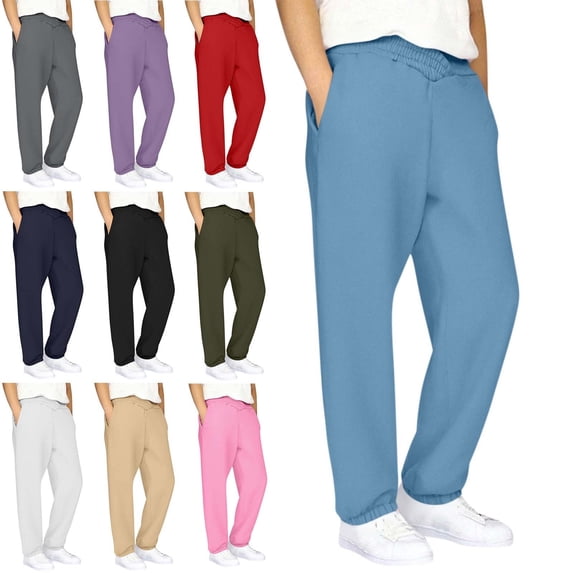 Teylalorva Sweatpants for Boys (4-15) Cross Waist Jogger Pants with Side Pockets Elastic Waist Casual Sports Long Trousers Blue Size 120