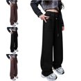 thumbnail image 1 of Teylalorva Sweatpants for Girls Loose Wide Leg Straight Sweatpants Casual Elastic Waist Comfortable Daily Long Pants Coffee Size 5T, 1 of 10