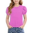 thumbnail image 1 of Teylalorva T-Shirt for Girls, Puff Short Sleeve Crewneck Summer Trendy Kids Cute Casual Tee Purple Size 8, 1 of 7