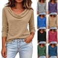 thumbnail image 1 of Teylalorva Women's Blouses Fall Cowl Neck Long Sleeve Loose Pullover Dressy Casual Knit Tops Khaki Size L, 1 of 8