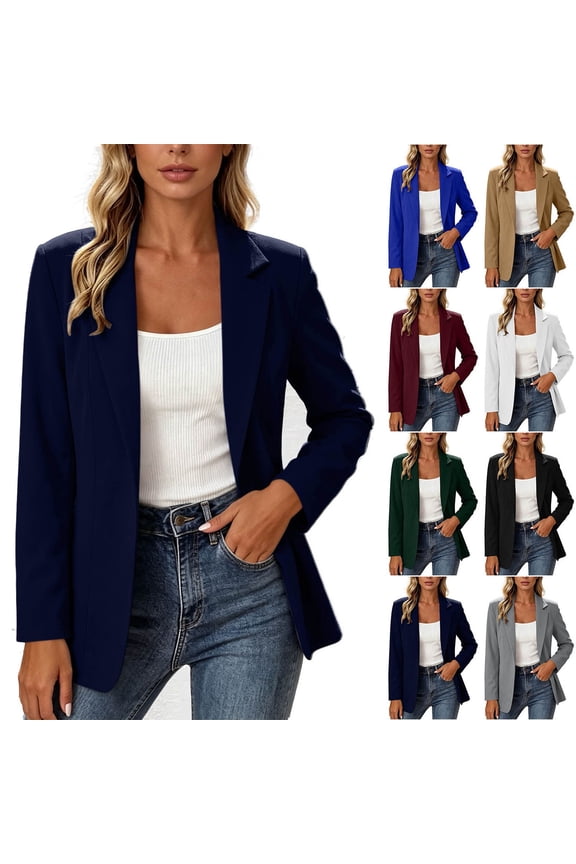 Women’s Cardigan Fall Winter Notched Lapel Open Front Long Sleeve Tailored Knit Blazer-Style Sweater Army Green Size M