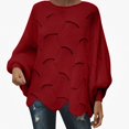 thumbnail image 1 of Teylalorva Women's Fashion Sweater Long Sleeve Round Neck Pullover Top Wine Size M, 1 of 6