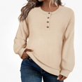thumbnail image 1 of Teylalorva Women's Long Sleeve Round Neck Sweater Loose Stretchy Casual Fashion Pullover Top Beige Size S, 1 of 5