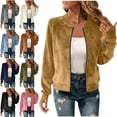 thumbnail image 1 of Teylalorva Women's Outerwear Coat Zip Up Bomber Jacket Casual Windbreaker with Pockets Daily Wear Coffee Size XL, 1 of 9