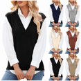 thumbnail image 1 of Teylalorva Women's Slim Fit V-Neck Sweater Vest Sleeveless Lightweight Warm Winter Top Layer Black Size L, 1 of 6