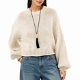 thumbnail image 1 of Teylalorva Women's Sweater Crew Neck Plain Long Sleeve Knit Pullover Essential Basic For Closet Beige Size XL, 1 of 6