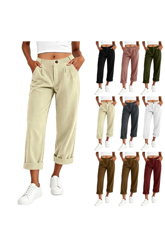 Women's Sweatpants Casual Sporty Elastic Waist Corduroy Pockets Long Lounge Trousers Pants Army Green Size M