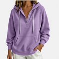 thumbnail image 1 of Teylalorva Womens Outerwear Jackets Classic Oversized Hooded Button Drawstring Pocket Pullover Sweatshirt Fall Winter Purple Size S, 1 of 6