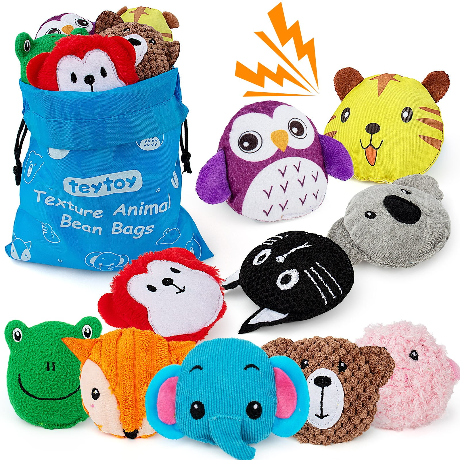 Teytoy Stress Relief Infant Stuffed Animals & Plush Toy, Cotton Multicolor, 10 Count