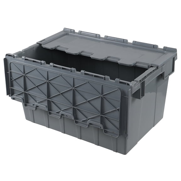 Teyyvn 15 Gallon Plastic Industrial Container with Lid, Distribution Container with Hinged Lid, Grey, 23.11" x 15.55" x 12.4", 4 Pack