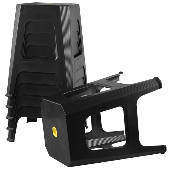 Teyyvn 6 Pack 18.9 Inch Square Stackable Plastic Stools, Black Portable Nesting Stack Stools for Home Classroom Office