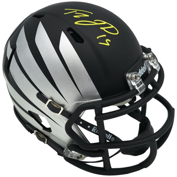 Tez Johnson Autographed Oregon Ducks Matte Black Speed Mini Helmet JSA Witness Stock #256797