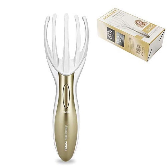 Tezam Head Massager Neck Massage Octopus Scalp Stress Relax Spa Therapy Healing, Soft Resin Finger Gripper Claw Electronic Head Spa Vibration Scalp Massage Tool, Brown