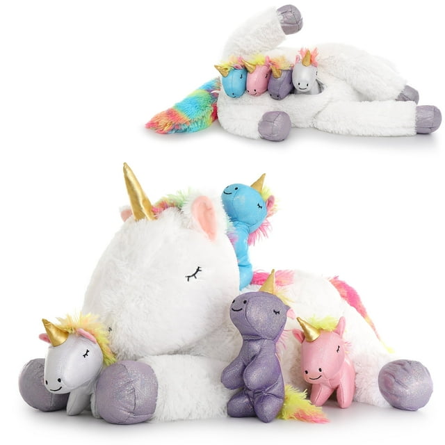 Tezituor 24'' Unicorn Plush Toy Set, 4 Colorful Baby Soft Stuffed ...