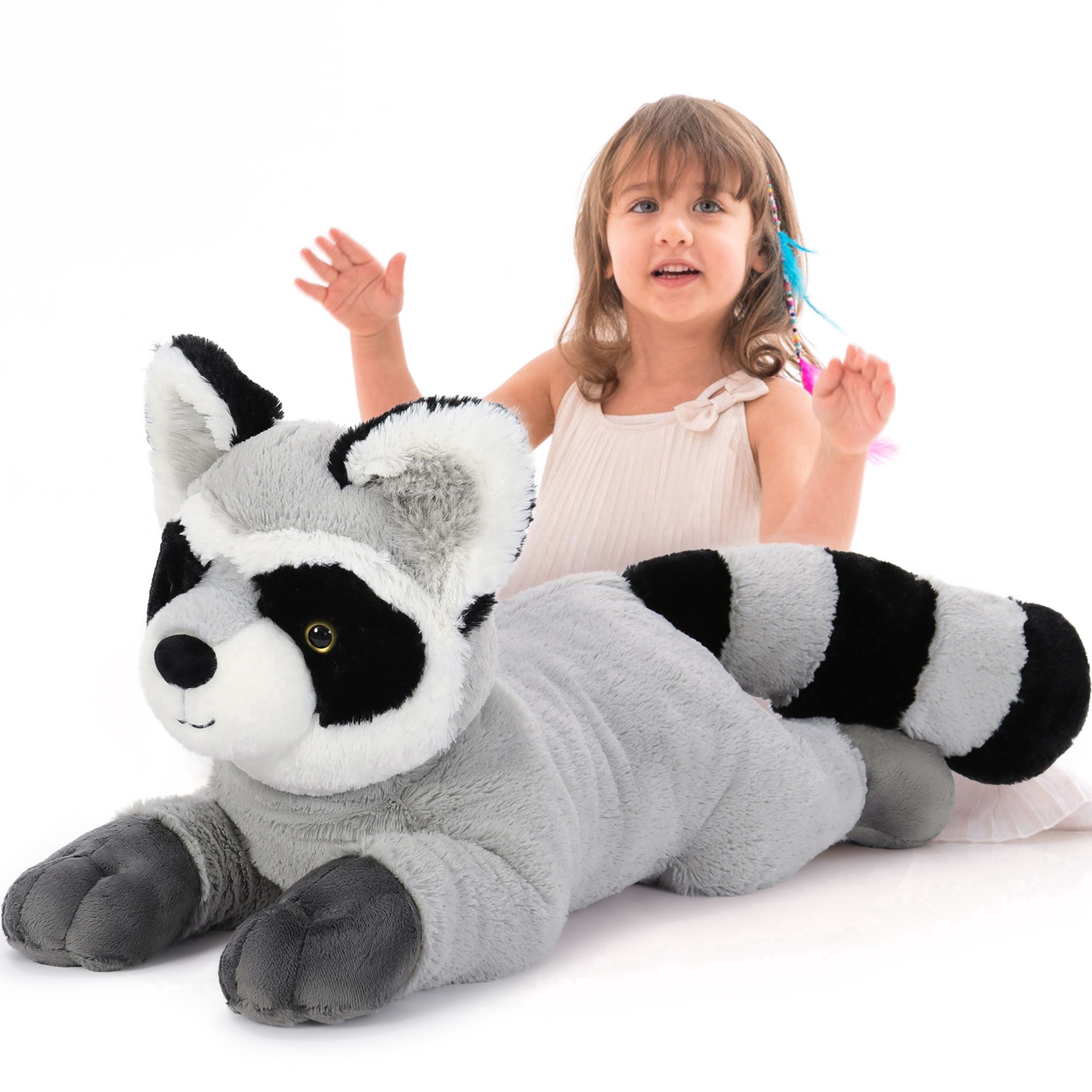 Tezituor Mapache de Peluche Grande de 27.5 Pulgadas, Juguete de Mapache de Peluche Grande