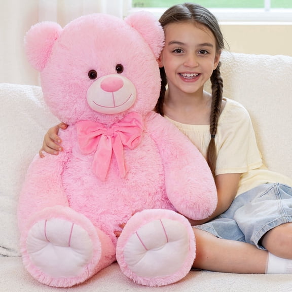Tezituor 35'' Giant Teddy Bear Stuffed Animal Big Teddy Bear with Bow Plush Toy