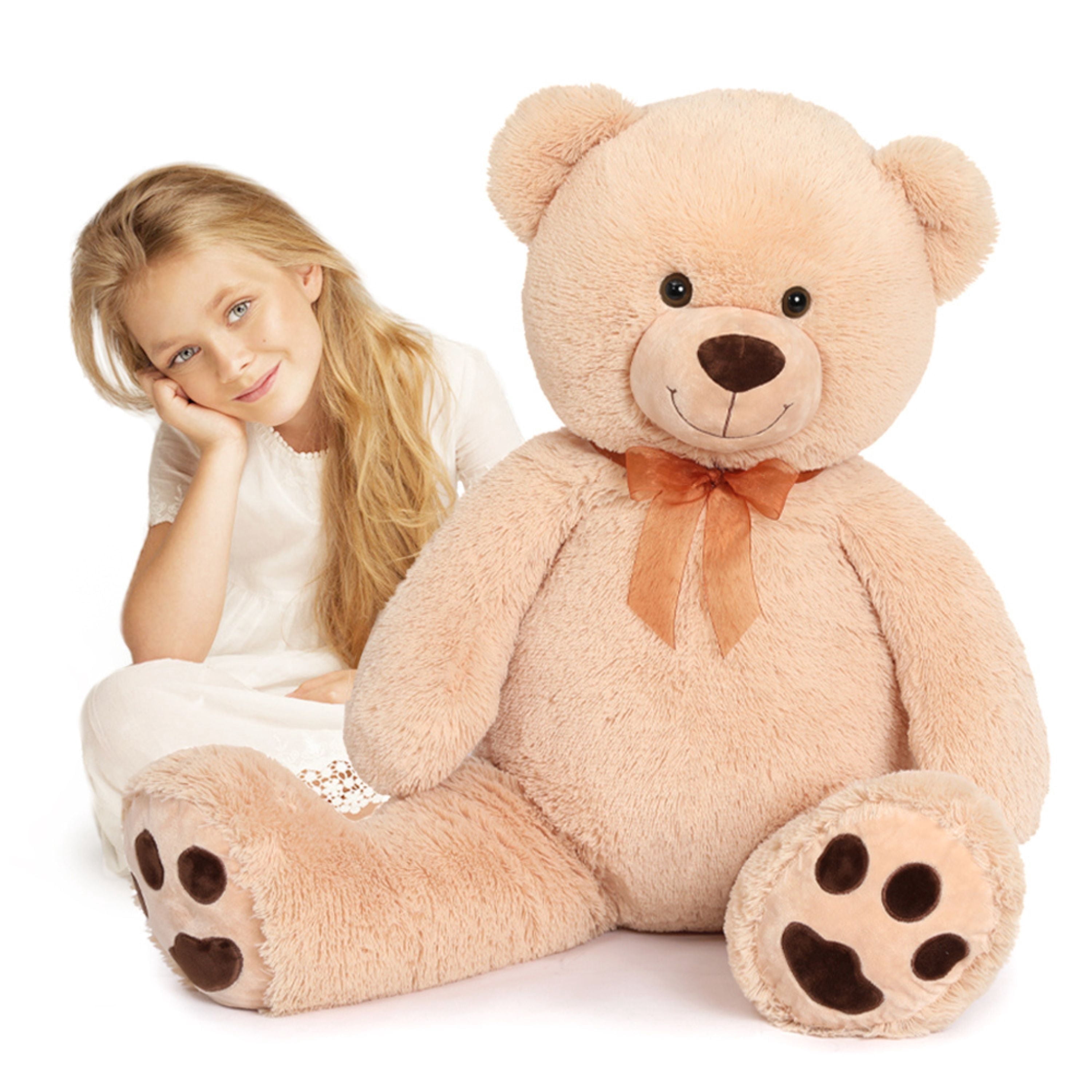 Tezituor 39.3" Giant Teddy Bear Stuffed Animal Bear Plush with Bow and ...