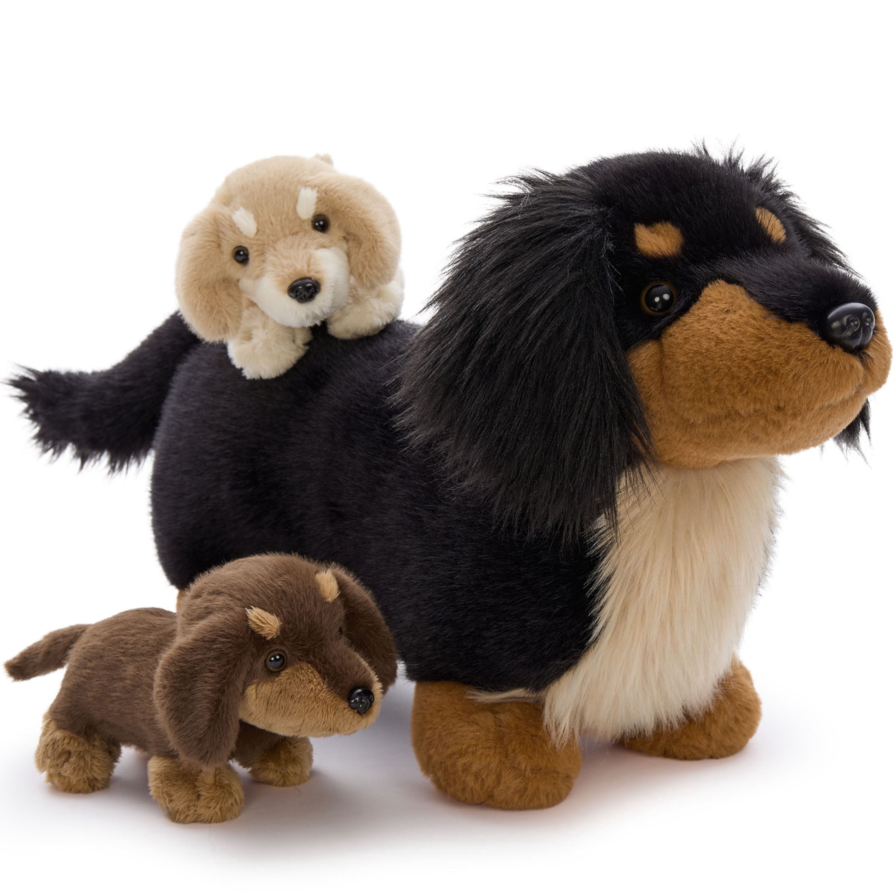 Tezituor 3Pcs Dachshund Stuffed Animal 20.5'' Weiner Dog Plush with 2 Dog Babies Plush Toy