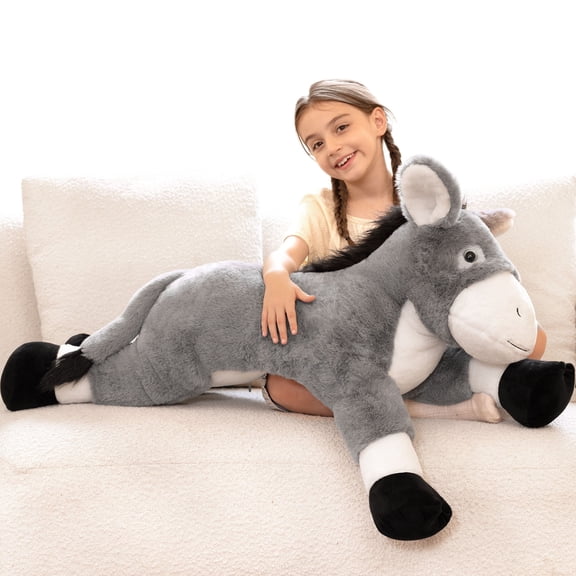 Tezituor 43.3'' Donkey Stuffed Animal Giant Stuffed Donkey Pillow Plush Toy
