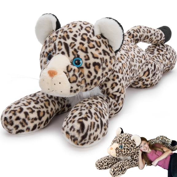 Tezituor 47.2" Leopard Stuffed Animals Giant Stuffed Cheetah Pillow Huge Size Plush Toy