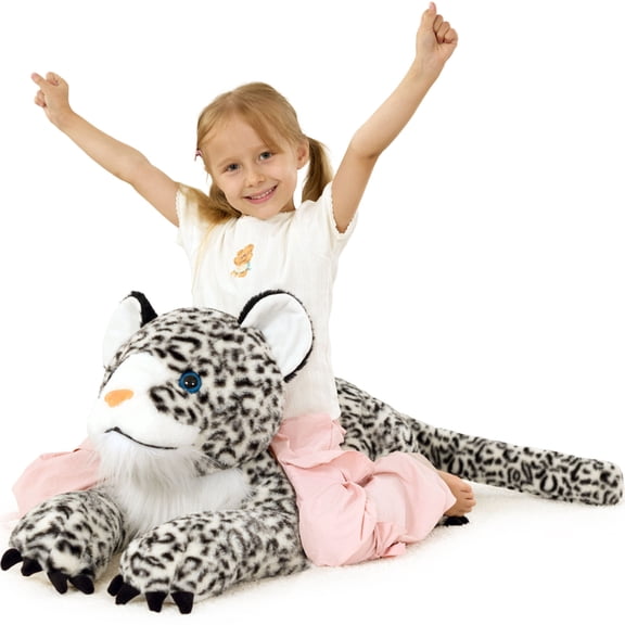 Tezituor 47.2" Snow Leopard Stuffed Animals Giant Stuffed Cheetah Pillow Huge Size Plush Toy