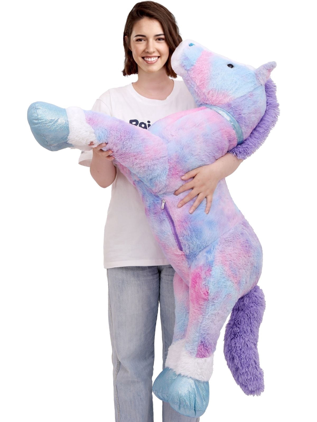 Tezituor 47.5" Giant Horse Stuffed Animals Large Horse Plush Pillow with Tie-Dye Body Plush Toy