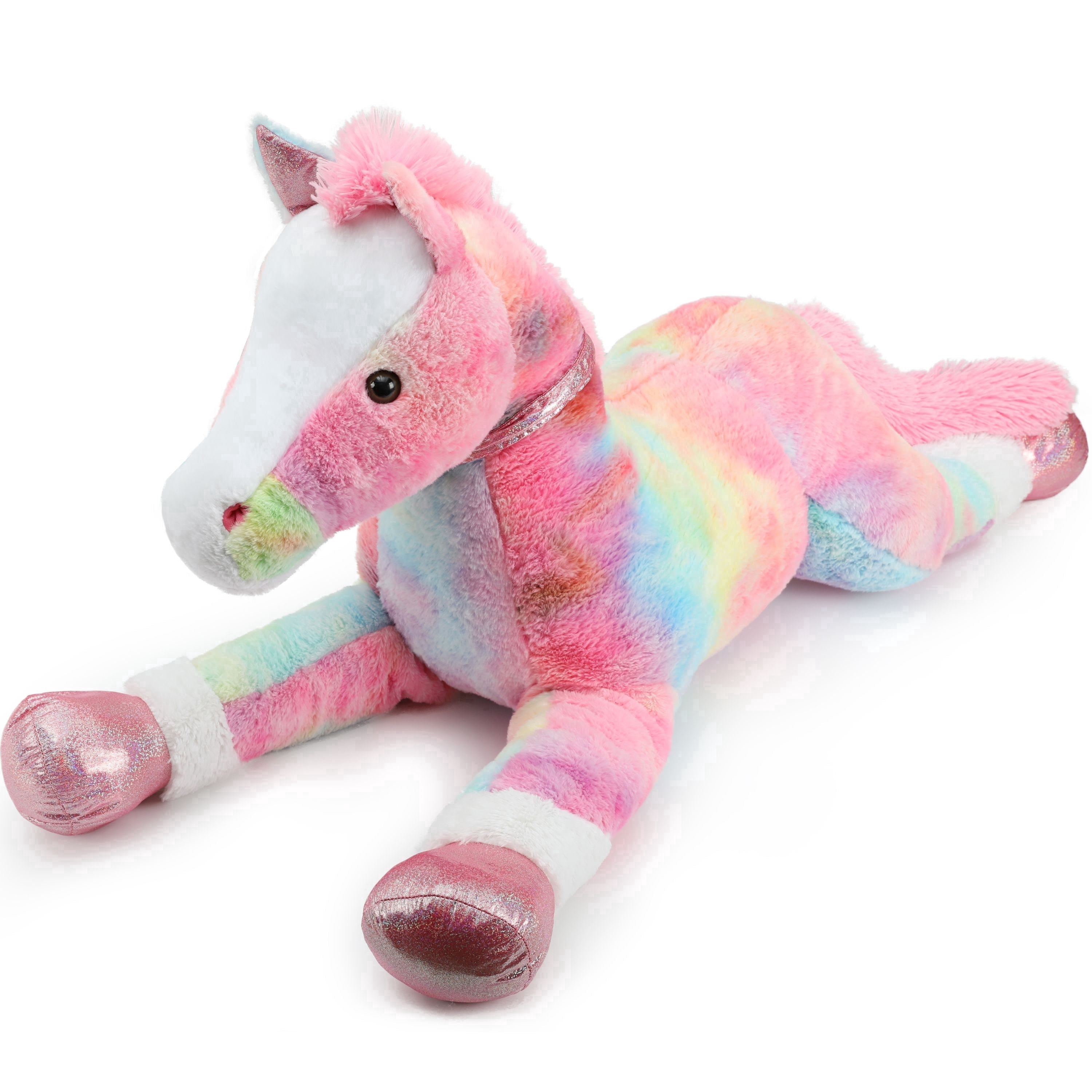 Tezituor 47.5" Giant Horse Stuffed Animals Large Horse Plush Pillow with Tie-Dye Body Plush Toy