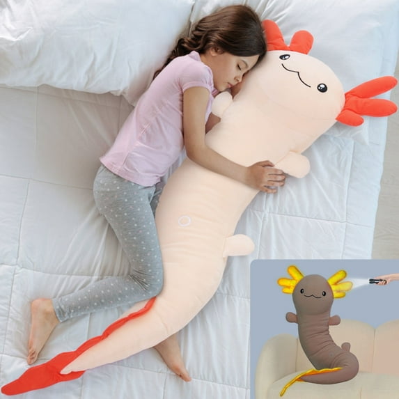 Tezituor 48" Axolotl Stuffed Animal Giant Stuffed Axolotl Glow in The Dark Plush Toy