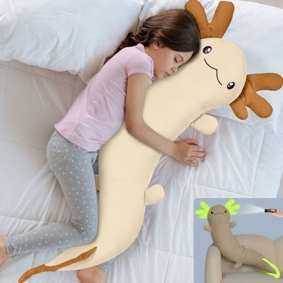 Tezituor 48'' Axolotl Stuffed Animal Giant Stuffed Axolotl Glow in The Dark Plush Toy