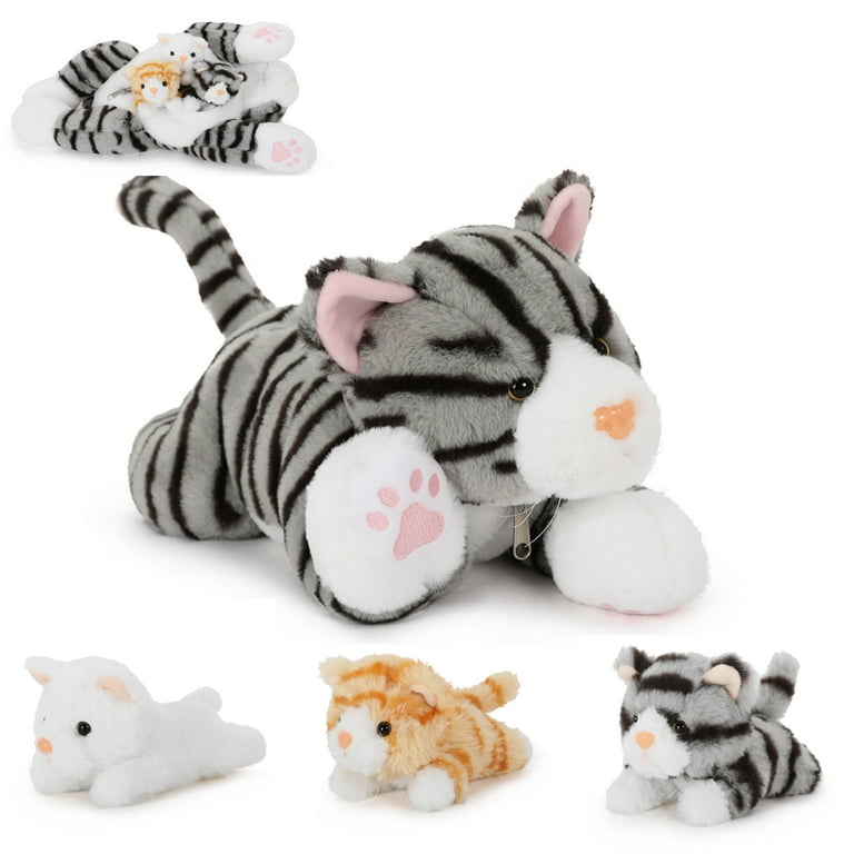 Tezituor 4Pcs Cat Stuffed Animal 16.5" Giant Cat Plush with 3 Babies Plush Toy