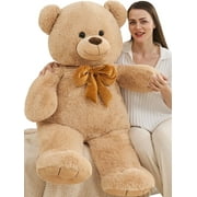 Tezituor 4ft Giant Teddy Bear Stuffed Animal 47" Big Teddy Bear with Bow Plush Toy