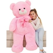 Tezituor 4ft Giant Teddy Bear Stuffed Animal 47" Big Teddy Bear with Bow Plush Toy