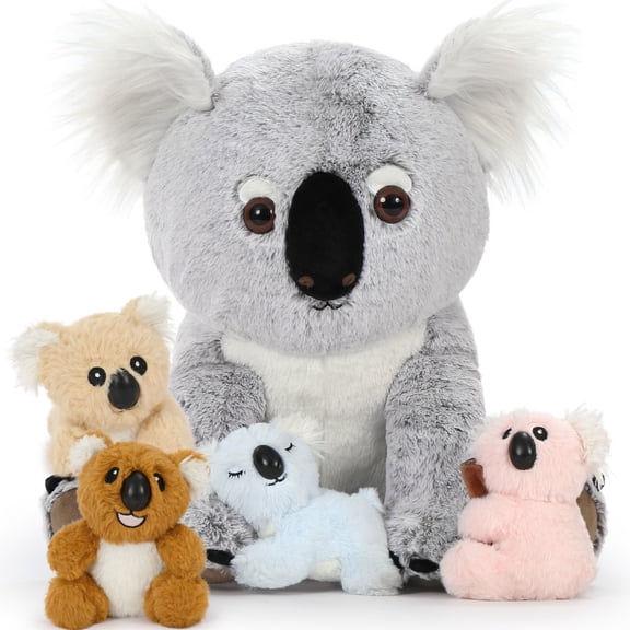 Tezituor 5Pcs Koala Stuffed Animal 17.7'' Giant Koala Plush with 4 Babies Koala Plush Toy