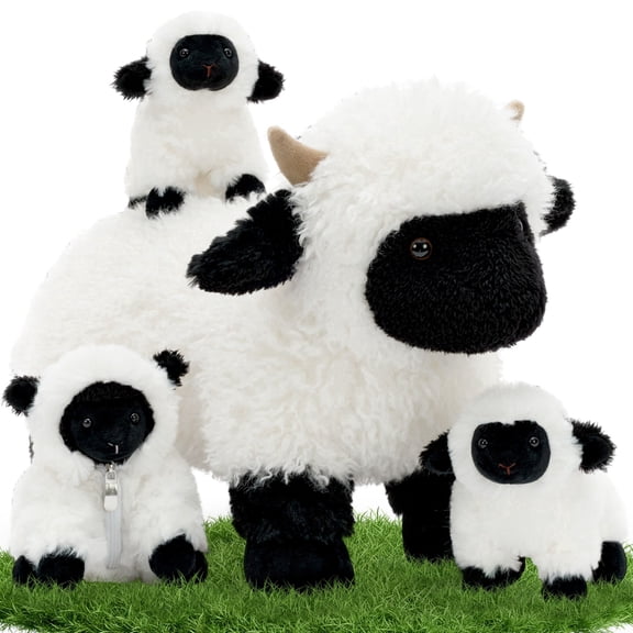 Tezituor 4Pcs Sheep Stuffed Animal 18'' Giant Lamb Plush with 3 Babies Sheep Inside