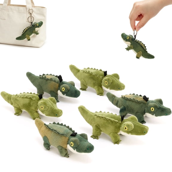 Tezituor 6 Pack Crocodile Plush Set, Cute Alligator Stuffed Animal Plush Backpack Charms for Kids, Party Favors, Birthday Gifts