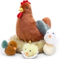 thumbnail image 1 of Tezituor 7Pcs Chicken Stuffed Animals 14.17'' Stuffed Hen with Baby Chicks, Eggs, and Nest House Plush Farm Stuffed Animals, 1 of 7