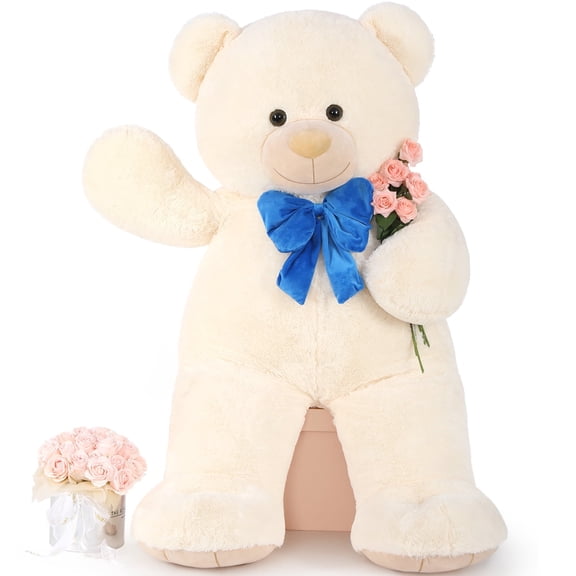 Muiteiur Giant Teddy Bear 5ft Stuffed Animal,Human Size Cuddly Teddy Bear Toy for Girlfriend, Jumbo White Stuffed Bear Plush
