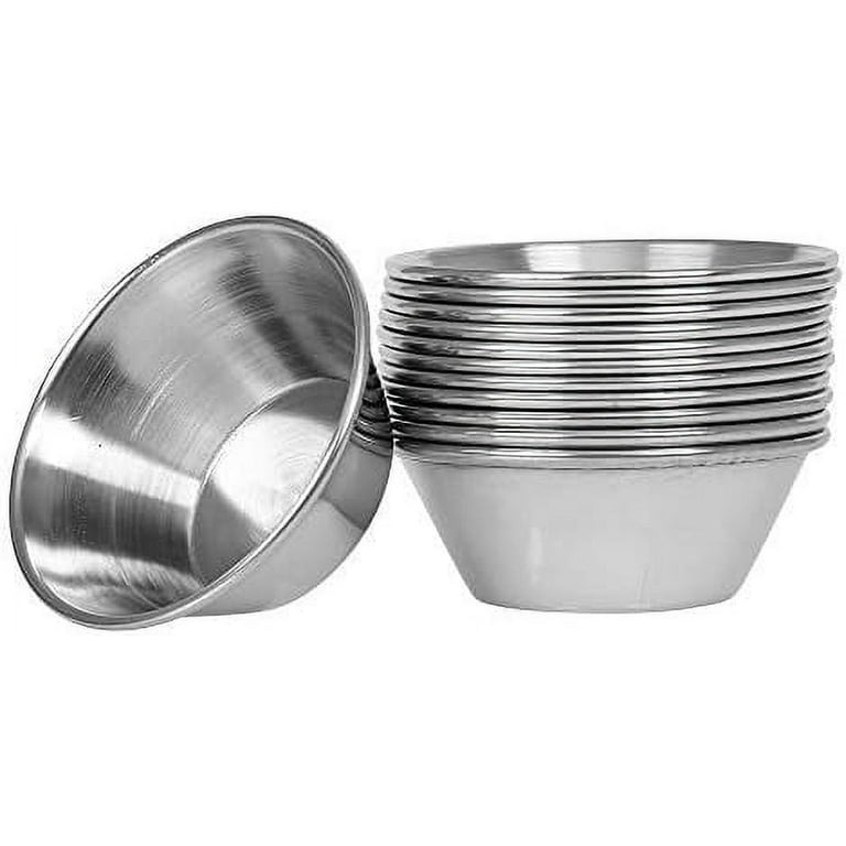 Tezzorio (12 Pack) Small Sauce Cups 1.5 oz, Commercial Grade Stainless Steel Dipping Sauce Cups, Individual Condiment Cups/Portion Cups/Ramekins