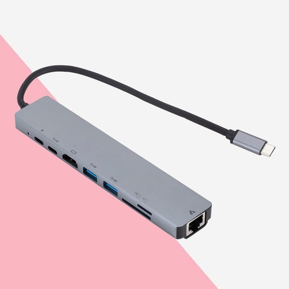 Supvox Type C Hub Adapter Grey for Computer with USB 30 Data Transfer and 4K Video Output