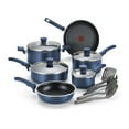 thumbnail image 1 of T-fal Cook & Strain Non-Stick 14-Piece Cookware Set, Recycled Aluminum Body, Blue, 1 of 17