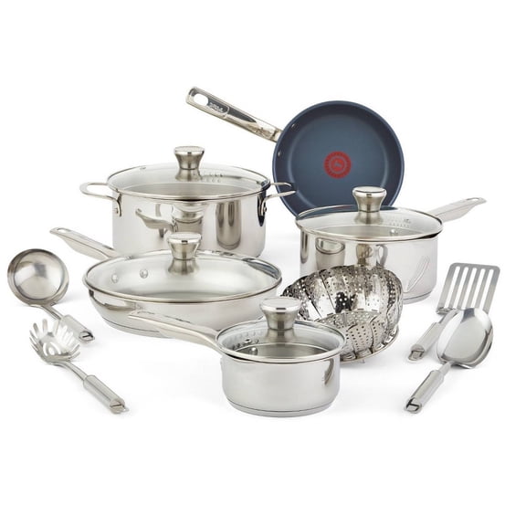Tfal Endurance Collection 14 Piece Nonstick Stainless Steel Cookware Set
