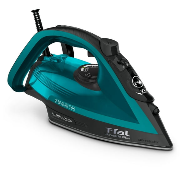 T-fal Ultraglide Plus Steam Iron, Steam Iron, Black and Turquoise