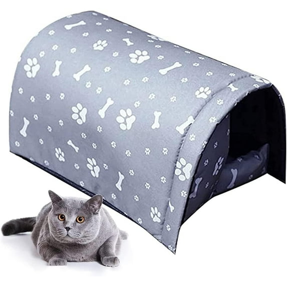 Tfalo Outdoor Cat House 1-Story Waterproof Insulated Feral Cat Shelter with Pet Bed, Multi-color