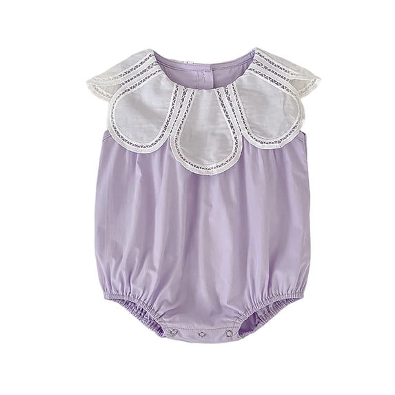 Tfken Baby Girl Bodysuit Sleeveless Summer Comfy Casual Onesie Daily Wear Soft Child Fashion Clothes Size 0-3 Months Purple