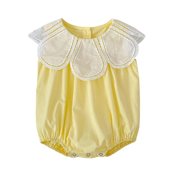 Tfken Baby Girl Bodysuit Sleeveless Summer Comfy Casual Onesie Daily Wear Soft Kids Classic Clothes Size 6-12 Months Yellow