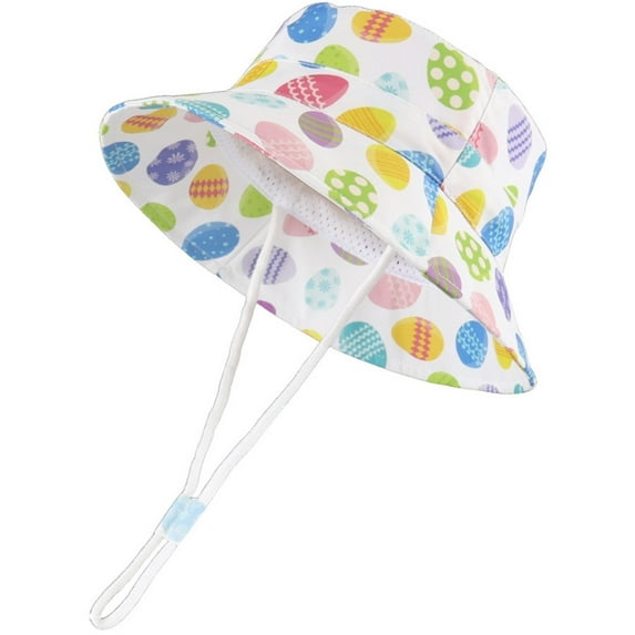 Tfken Baby Girl Boys Sun Hat Cartoon Print Outdoor Adjustable Strap Toddler Beach Hat With Wide Brim Bucket Hats For Kids Multicolour Size 6-12 Months