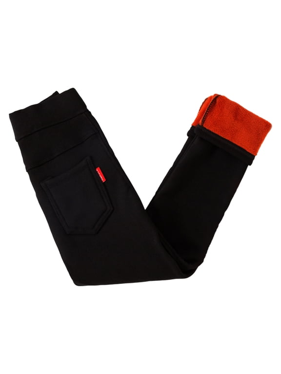 Baby Girls Leggings Pants Solid Color Slim-Leg Ankle Length Black Pants Size 6-7 Years