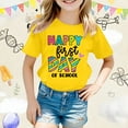 thumbnail image 1 of Tfken Back To School Child Girls Tee Crew Neck Short Sleeve Letter Print T-Shirts Relaxed Elegant Tops Yellow Size 3 Years-4 Years, 1 of 4